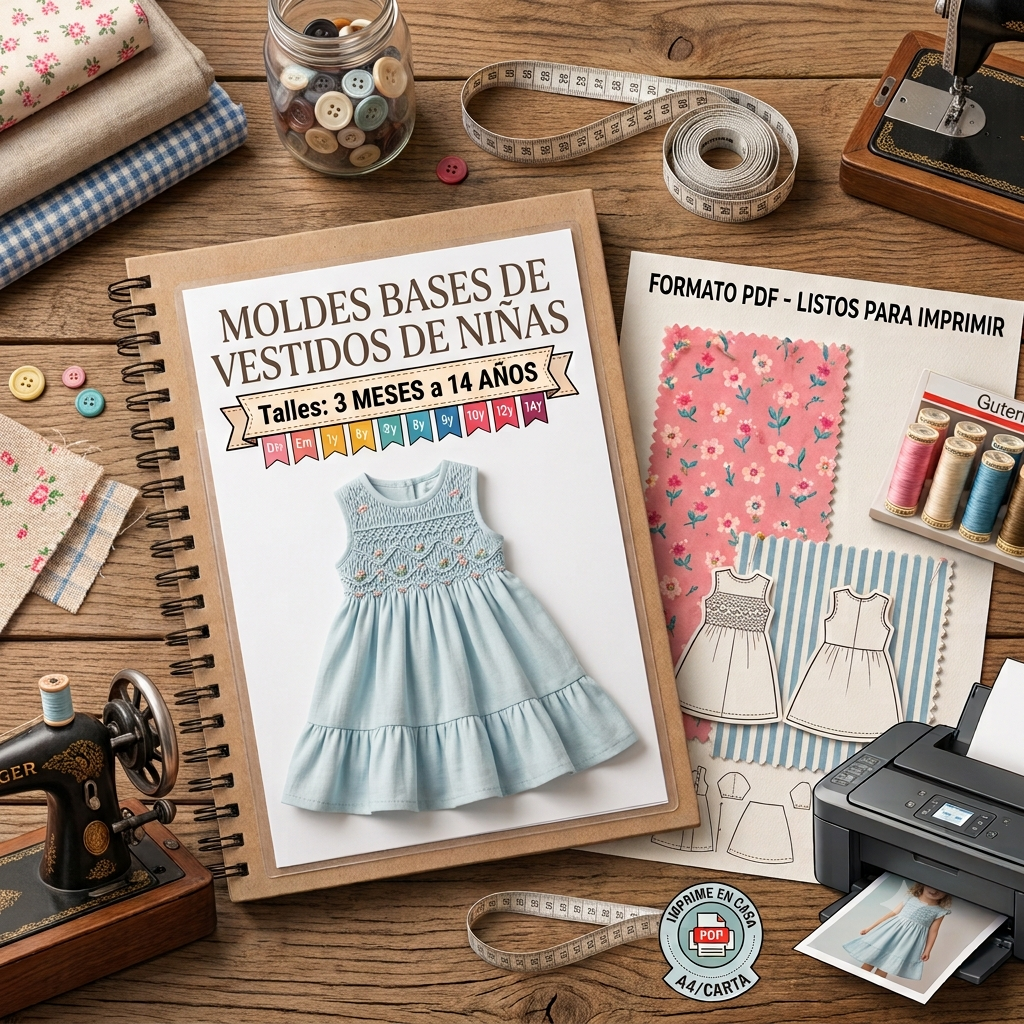 MOLDES BASES DE VESTIDOS DE NIÑAS 3 MESES A 14 AÑOS